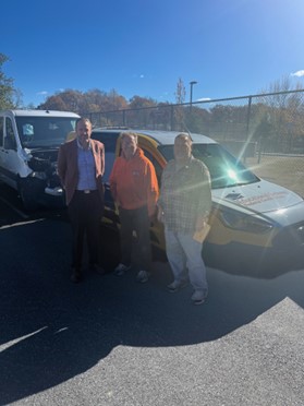 Pictured from left to right: Tom Hill, Assistant Vice President of Facilities, Educational Systems FCU; Gene Ingraham, Owner, Gene's Towing; Mike Snyder, Site Manager, Montgomery County Automotive Trades Foundation